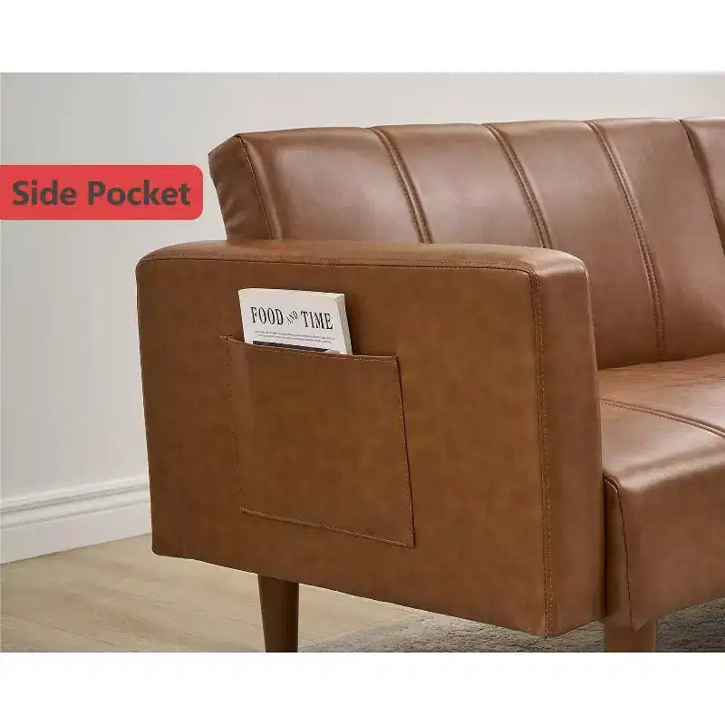 75-Inch Convertible Futon Sofa Bed with Adjustable Backrest