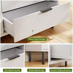Textured 3-Drawer Dresser 28" Wide - Compact Storage with Metal Legs for Bedroom, Hallway & Small Spaces, White