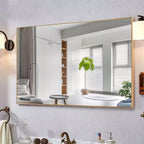 36 x 24 Inch Aluminum Alloy Frame Wall Mirror - Rectangle Vanity Mirror for Bathroom, Bedroom, Entryway - Gold Finish