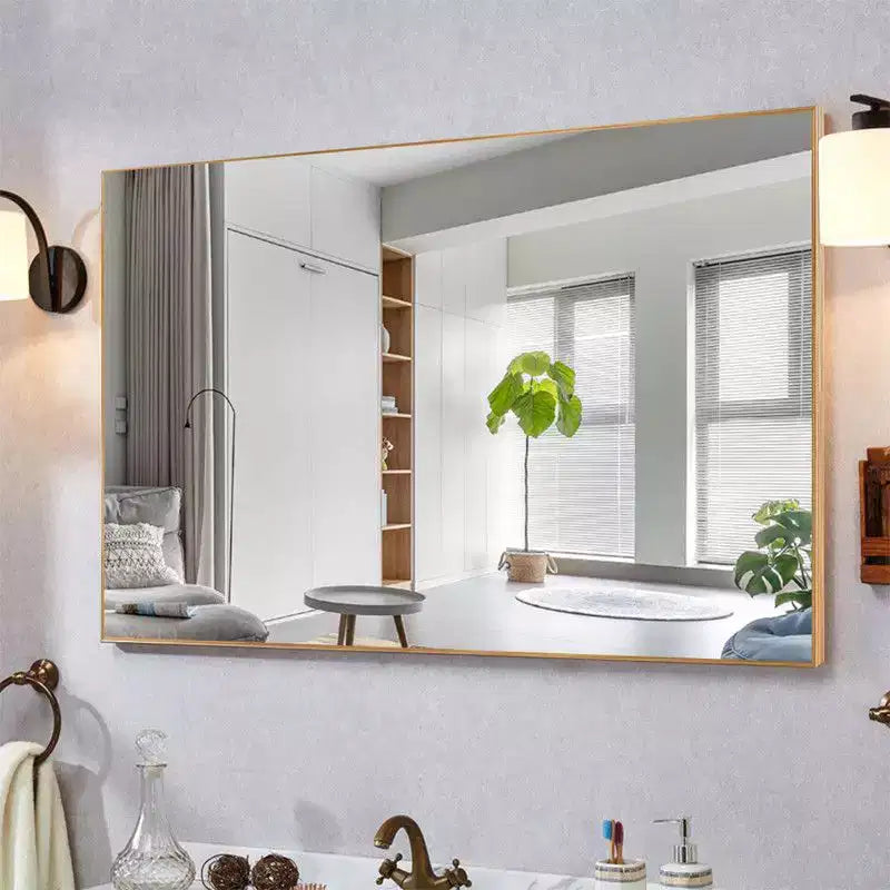 36 x 24 Inch Aluminum Alloy Frame Wall Mirror - Rectangle Vanity Mirror for Bathroom, Bedroom, Entryway - Gold Finish