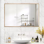 36 x 24 Inch Aluminum Alloy Frame Wall Mirror - Rectangle Vanity Mirror for Bathroom, Bedroom, Entryway - Gold Finish
