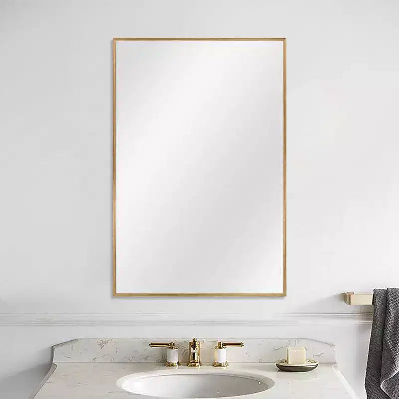 36 x 24 Inch Aluminum Alloy Frame Wall Mirror - Rectangle Vanity Mirror for Bathroom, Bedroom, Entryway - Gold Finish