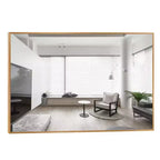 36 x 24 Inch Aluminum Alloy Frame Wall Mirror - Rectangle Vanity Mirror for Bathroom, Bedroom, Entryway - Gold Finish