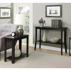 Black Wood Chairside End Table with Magazine Rack