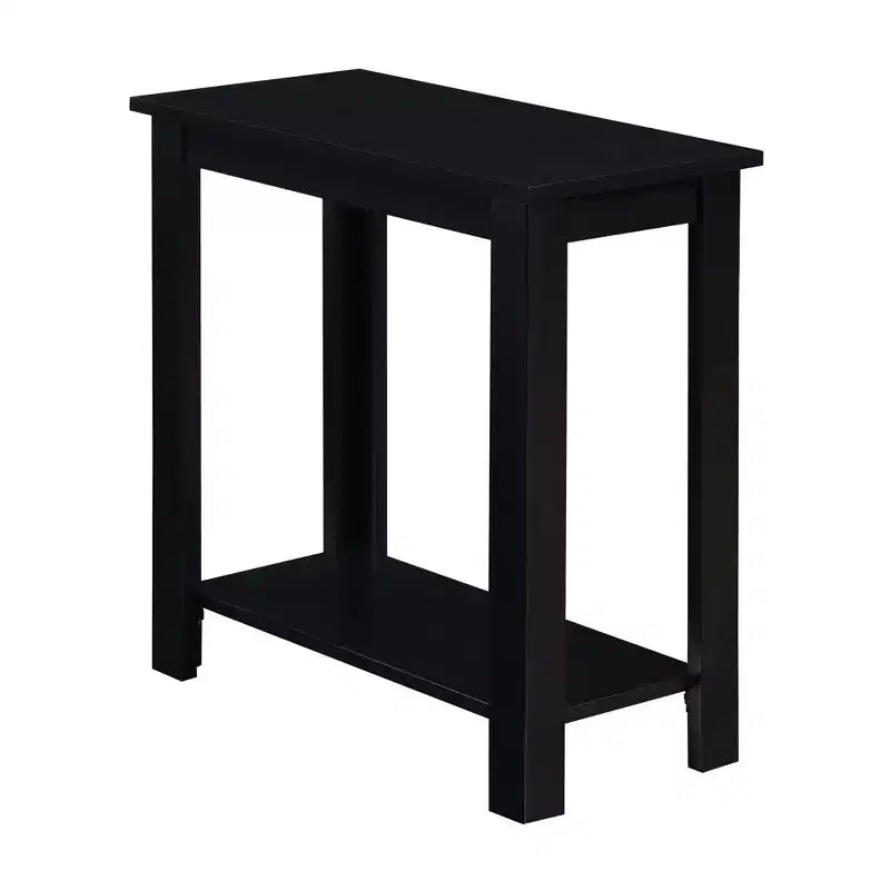 Black Wood Chairside End Table with Magazine Rack