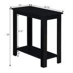 Black Wood Chairside End Table with Magazine Rack