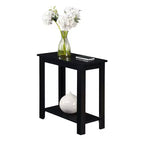 Black Wood Chairside End Table with Magazine Rack