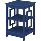 Square End Table with Two-Tier Shelves and Open Frame Design