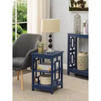 Square End Table with Two-Tier Shelves and Open Frame Design