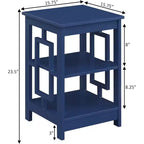 Square End Table with Two-Tier Shelves and Open Frame Design