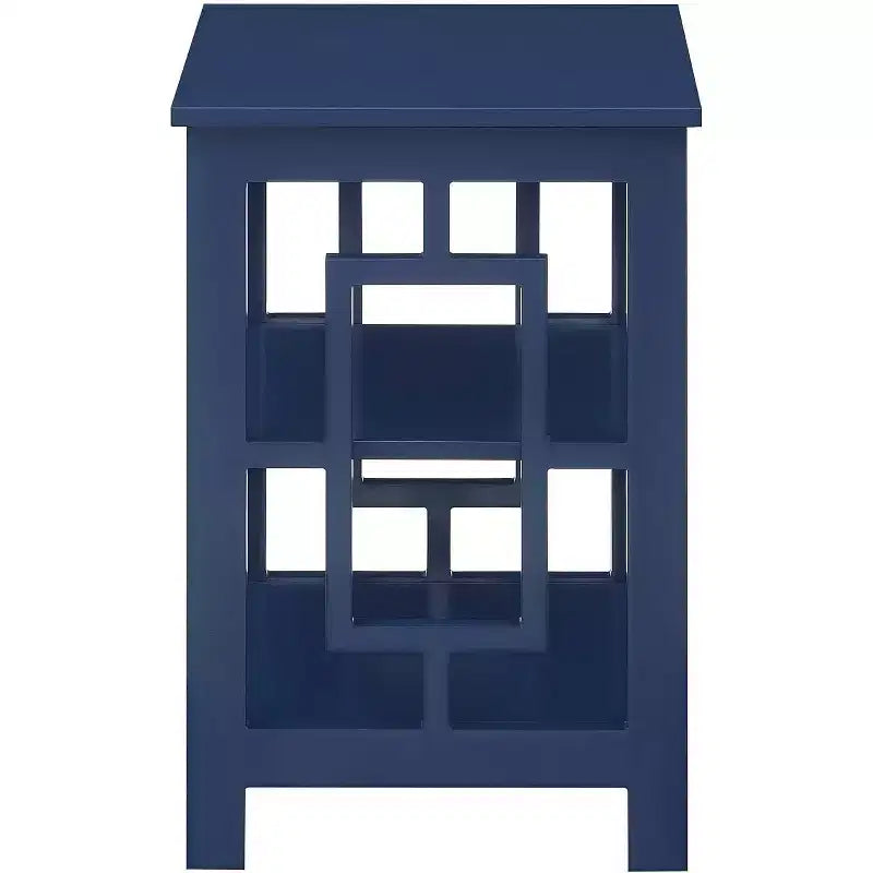 Square End Table with Two-Tier Shelves and Open Frame Design