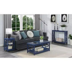 Square End Table with Two-Tier Shelves and Open Frame Design