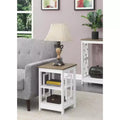 Square End Table with Large Surface and Two Shelves, Symmetrical Open Side Design, MDF Accent Table for Modern Homes