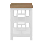 Square End Table with Large Surface and Two Shelves, Symmetrical Open Side Design, MDF Accent Table for Modern Homes