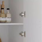 White Farmhouse Kitchen Pantry Cabinet with Arch Glass Doors and Drawers
