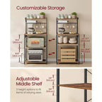 4-Tier Kitchen Baker's Rack with Power Outlet, Adjustable Shelf and 8 Hooks