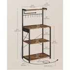 4-Tier Kitchen Baker's Rack with Power Outlet, Adjustable Shelf and 8 Hooks