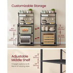 4-Tier Kitchen Baker's Rack with Power Outlet, Adjustable Shelf and 8 Hooks