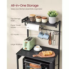 4-Tier Kitchen Baker's Rack with Power Outlet, Adjustable Shelf and 8 Hooks