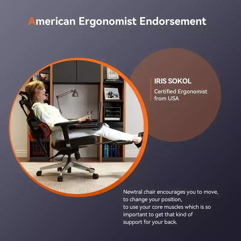 Ergonomic Office Chair with Footrest and 4D Armrests