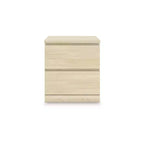 Modern Minimalist 2 Drawer Nightstand, Natural Brown Wood Finish with Hardware-Free Design