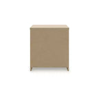 Modern Minimalist 2 Drawer Nightstand, Natural Brown Wood Finish with Hardware-Free Design