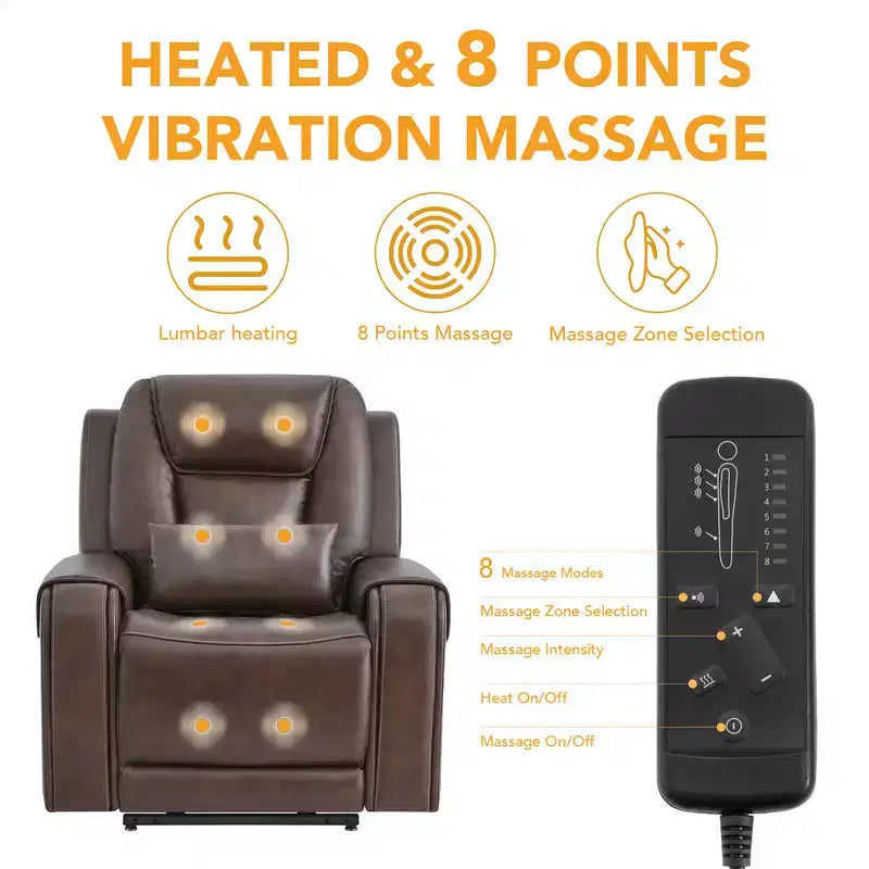 Electric Power Lift Recliner with Heat and Massage for Elderly