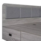 Full Size L-Shaped Daybed with Storage, Upholstered Backrest, 3 Drawers & Shelves, Sofa Bed for Living Room or Bedroom, Grey