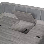Full Size L-Shaped Daybed with Storage, Upholstered Backrest, 3 Drawers & Shelves, Sofa Bed for Living Room or Bedroom, Grey