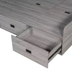 Full Size L-Shaped Daybed with Storage, Upholstered Backrest, 3 Drawers & Shelves, Sofa Bed for Living Room or Bedroom, Grey