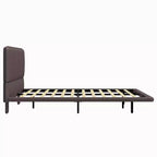 Full/Queen Size Platform Bed Frame with PU Leather Upholstery and LED Light