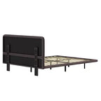 Full/Queen Size Platform Bed Frame with PU Leather Upholstery and LED Light
