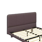 Full/Queen Size Platform Bed Frame with PU Leather Upholstery and LED Light
