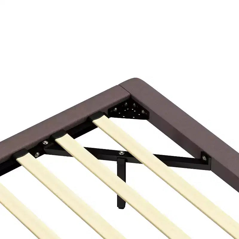 Full/Queen Size Platform Bed Frame with PU Leather Upholstery and LED Light