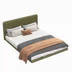 Full/Queen Size Platform Bed Frame with PU Leather Upholstery and LED Light