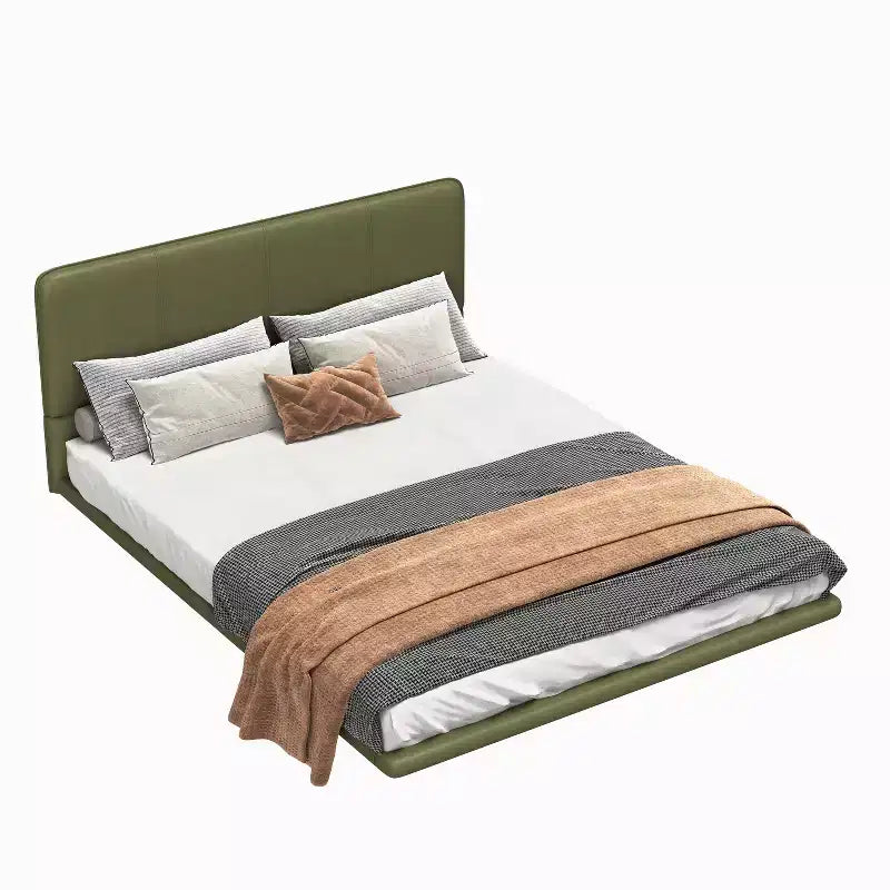 Full/Queen Size Platform Bed Frame with PU Leather Upholstery and LED Light