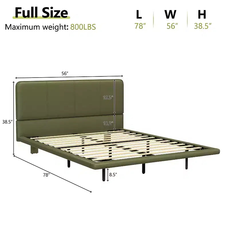 Full/Queen Size Platform Bed Frame with PU Leather Upholstery and LED Light