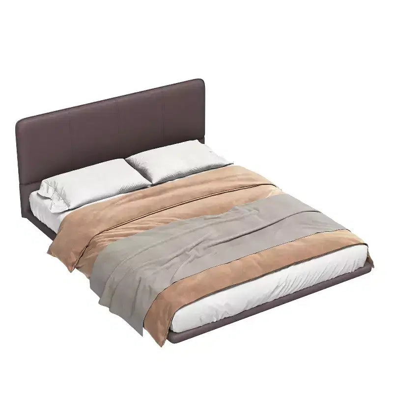 Full/Queen Size Platform Bed Frame with PU Leather Upholstery and LED Light