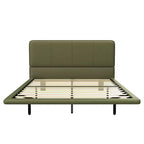 Full/Queen Size Platform Bed Frame with PU Leather Upholstery and LED Light