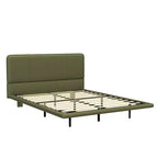 Full/Queen Size Platform Bed Frame with PU Leather Upholstery and LED Light