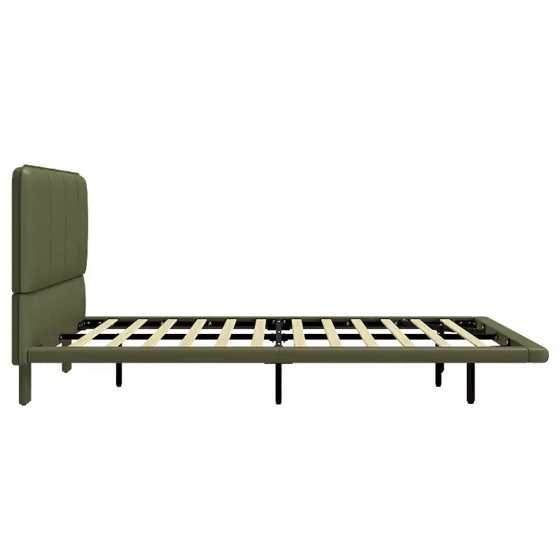 Full/Queen Size Platform Bed Frame with PU Leather Upholstery and LED Light