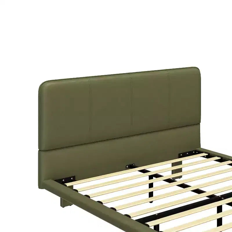 Full/Queen Size Platform Bed Frame with PU Leather Upholstery and LED Light