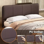 Full/Queen Size Platform Bed Frame with PU Leather Upholstery and LED Light