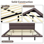 Full/Queen Size Platform Bed Frame with PU Leather Upholstery and LED Light
