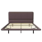 Full/Queen Size Platform Bed Frame with PU Leather Upholstery and LED Light