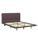 Full/Queen Size Platform Bed Frame with PU Leather Upholstery and LED Light