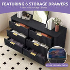 6-Drawer Wood Dresser with Fluted Panel Design
