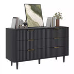6-Drawer Wood Dresser with Fluted Panel Design