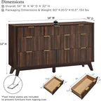7-Drawer Fluted Dresser with Faux Marble Top