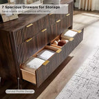 7-Drawer Fluted Dresser with Faux Marble Top